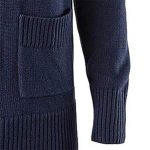 Cárdigan Azul Marino con Cuello en V para Hombre, con Parche de la Letra J y Diseño de Parches, Manga Larga, Tejido Transpirable, Suéter para Invierno - Product Image 6