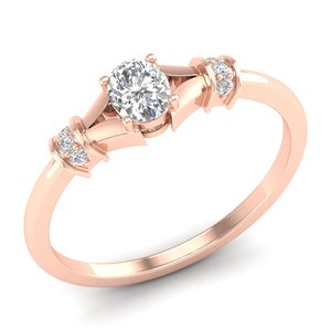 Bague de fiançailles REYES en diamant de laboratoire HPHT CVD de haute qualité, 0,39 carat, en or rose massif 14 carats, cadeau de mariage, bijoux fins - Product Image 1