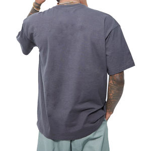 Factory Wholesale Custom Front O-Neck 100% Cotton 180g Canvas Short Sleeve Boxy Casual High Quality Breathable T-shirt Men - Product Image 2