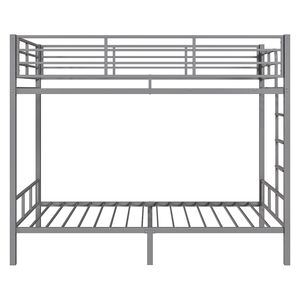 Letto a castello grigio con sponde alte, in ferro a tubo quadro, con scaletta laterale, ideale per la cameretta moderna dei bambini e per l'organizzazione con contenitore - Product Image 2