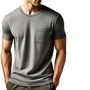 Camiseta personalizada con etiqueta privada para hombre, cómoda, ajuste Regular, cuello alto, estampado sólido, 240 gramos, peso de tela de algodón - Product Image 1