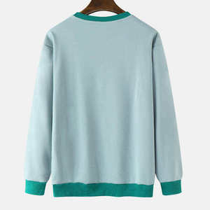Sudadera de Forro Polar para Hombre, Cuello Redondo, Dos Tonos, Puños y Dobladillo Acanalados, Suave, Cálida, Informal, Manga Larga, Ropa de Invierno para Uso Diario - Product Image 2