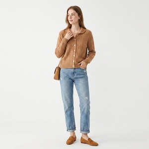Women Fashion Casual Lapel Neck Twist Knit Single Breasted Thick Cashmere <b>Cardigan</b> <b>Sweater</b> - Product Image 2