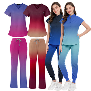 Conjuntos de Uniformes Médicos Unisex, Pantalones de Mezclilla con Cordón Ajustable y Degradado Personalizado, Blusas sin Mangas, Uniforme de Hospital - Product Image 6