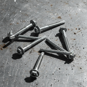 Class 8 High Strength Hex Washer Head Roofing <b>Screws</b> - Inch Metric Galvanized Self-Drilling Fasteners - Product Image 1