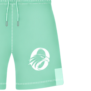 Shorts de rugby vert menthe et blanc, taille élastique avec cordon de serrage, uniforme d'équipe géométrique, personnalisable, respirant, pour l'entraînement et le sport - Product Image 3