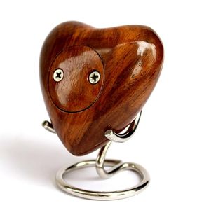 Classic Wooden Heart Shape <b>Memorial</b> Cremation <b>Keepsake</b> Urn Ash Holder Crafted With Fine Artistic Detailing Finish - Product Image 5