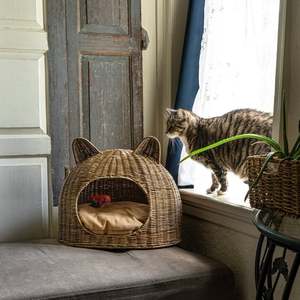 Nouveau Nid pour Animaux de Compagnie en Rotin Marron Foncé, Tressé à la Main, pour Chats et Petits Chiens, Meuble d'Intérieur Durable, Vente en Gros - Product Image 5