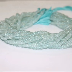 Perles facettées en aquamarine bleue naturelle, forme rondelle, 4,5-5 mm, brin de 13 pouces, pierres précieuses naturelles pour la création de bijoux, prix de gros. - Product Image 1