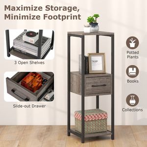 3-Tier Tall Metal Plant Stand with Drawer for Balcony or Office <b>Wall</b> & <b>Display</b> Shelf - Product Image 6