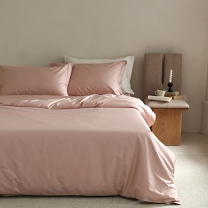 Parure <span class=keywords><strong>de</strong></span> lit personnalisée en coton 100% <span class=keywords><strong>rose</strong></span> uni, style simple, pour la maison - Product Image 2