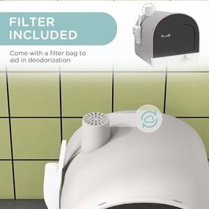 Light Gray XXL <b>Cat</b> Litter <b>Box</b> with Large Inner Space 17"x17"x18.5" Covered Tray Scoop Filter Indoor Use Made of PP Plastic - Product Image 6