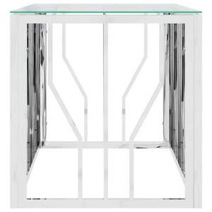 Mesa de centro de acero inoxidable y vidrio 43,3 \ "x17.7 \" x17.7 \" - Product Image 4