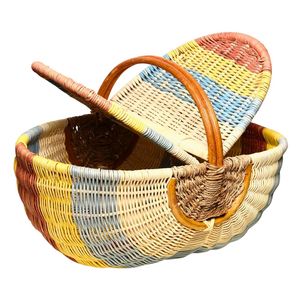 Cesta de Mimbre Natural Personalizable con Asa para Picnic y Compras - Product Image 1