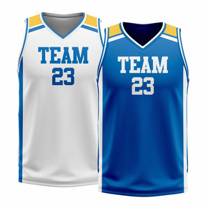 Team Basketball Uniform Set White Blue Sublimated V-Neck Sleeveless Moisture Wicking Athletic Fit Adult Unisex All Seasons - Product Image 2