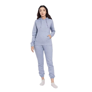 Trendy Women Light Blue <b>Tracksuit</b> Soft Cotton Fleece Hoodie and Jogger Pants Winter Casual Two Piece Activewear Set - Product Image 2