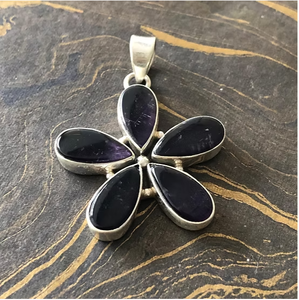 Multi <b>Amethyst</b> Bohemian Chunky Flower Pendant Crafted 925 Sterling Silver Unisex Lightweight & Comfort for Daily Wear Jewelry - Product Image 3