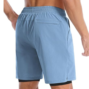 Shorts de sport 2 en 1 pour hommes, avec doublure de compression, pour la course et le fitness, avec poche pour téléphone, fabricant OEM - Product Image 3
