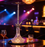 Chicha en acier inoxydable avec base en verre argenté, grande taille, avec plusieurs sorties de fumée
