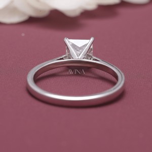 IGI Certified Princess Cut Diamond Solitaire Engagement - Wedding <b>Ring</b> in 14K White / Yellow & Rose Gold - Product Image 3