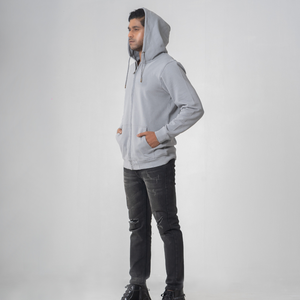 Sudadera con capucha para hombre, cómoda y acogedora para el invierno, color gris, la mejor calidad, 100% algodón, tejido de felpa, estilo urbano, 360g, bolsillos laterales con capucha. - Product Image 1
