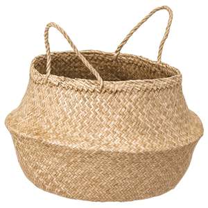 Wholesale Handwoven Seagrass Water Hyacinth Storage <b>Basket</b> <b>Foldable</b> Natural Organizer with Handles for Home Decor - Product Image 2