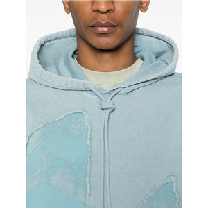 High Quality Dtg Printing Full Printed Hoodie 100% Cotton Unisex Boxy Street Style Acid Wash Sun Faded Distress Hoodies - Product Image 3