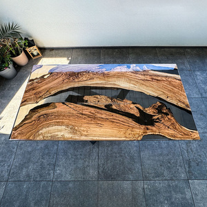 Luxury <b>Epoxy</b> Resin Wood Dining <b>Table</b> Handmade River <b>Table</b> with Live Edge Design for Home & Restaurant Furniture - Product Image 1