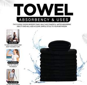 Toalla de Baño Negra 100% Algodón Tejido de Rizo, Suave, Absorbente y Duradera, 580 GSM, Calidad de Hotel, 70x140 cm, Stock en la UE - Product Image 1