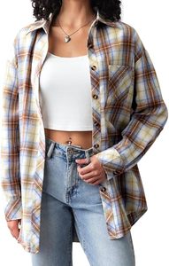 Custom Logo Womens Long Sleeve Woven 100% Cotton Flannel Shacket Oversized Casual <b>Checkered</b> Button Shirt <b>Jacket</b> Low MOQ - Product Image 4