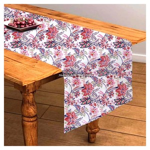 Hot Selling Indian Floral Hand Block Printed 100% Cotton Table <b>Runner</b> Table Top Dining Table Decor Wedding Decor For Wedding - Product Image 6