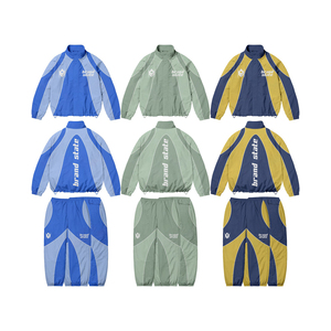 <b>Retro</b> Colorblock Streetwear <b>Tracksuit</b> Set Oversized Windbreaker Jacket Baggy Jogger Pants Unisex Urban Fashion Outfit - Product Image 4