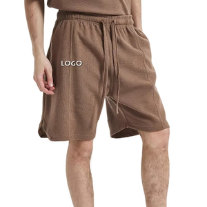 Shorts Bermuda en coton noir uni pour homme avec cordon de serrage et logo sur le devant, vêtements décontractés - Product Image 6