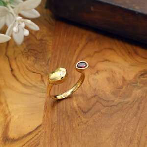 Gold Plated Open Adjustable Gemstone <b>Ring</b> Minimalist <b>Statement</b> <b>Ring</b> for Women Fashion Jewelry OEM ODM Wholesale - Product Image 5