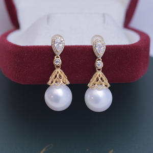 "10-11mm White Round S925 Silver Fine Flaws <b>Pearl</b> <b>Dangle</b> <b>Earrings</b>-Full Set" - Product Image 1