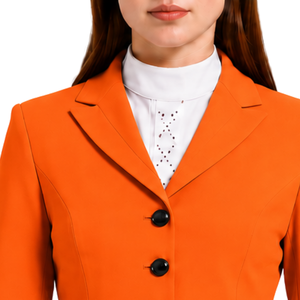 Chaqueta Ecuestre Naranja Brillante para Mujer, Blazer Elegante para Montar a Caballo, Chaqueta Clásica para Competencia Hípica, Personalizable OEM al por Mayor - Product Image 3