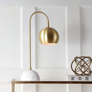 Elegant Brass Gold White Marble Base LED Table <b>Lamp</b> Modern Arched Task <b>Lamp</b> for Home Office Bedroom Decor - Product Image 4