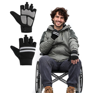 Custom Logo Wheel Chair Gloves Half Finger Waterproof Non-Slip Lightweight Soft Synthetic Leather Amara Gym Outdoor Sports - Product Image 3