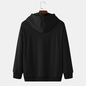 Custom Autumn Warm Fleece <b>Black</b> Color Hoodies <b>Mens</b> Pullover Sweatshirts Solid Hip Hop <b>Men</b> Private Label Hoodies Streetwear - Product Image 2