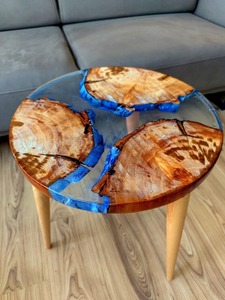 Luxury Live Edge Modern Design Wood Coffee <b>Table</b> with <b>Epoxy</b> <b>Resin</b> Statement Piece for Bathroom Office or Hotel Decor - Product Image 4
