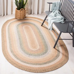Alfombra Ovalada de Fibra Natural Trenzada, Estilo Rústico, con Base Antideslizante para Sala de Estar - Product Image 1