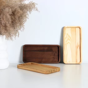Creative Wholesale Customized Handmade Dessert Solid <b>Black</b> Acacia Wood <b>tray</b> - Product Image 1