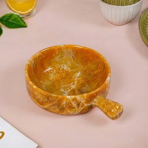 Bol à salade en résine écologique fait main, design moderne et luxueux avec poignée, empilable, passe au lave-vaisselle, idéal pour servir et offrir. - Product Image 1