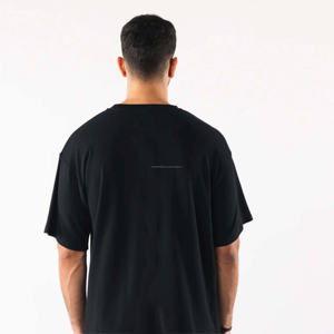 T-shirt ample pour homme en coton 100% style hip-hop, 240 g/m², épaules tombantes, poids lourd, luxe, uni, décontracté, streetwear, tricoté sur mesure - Product Image 3