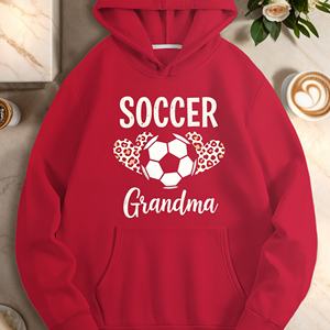 Pelota de fútbol con estampado de leopardo corazones sudaderas casuales de mujer - Product Image 3