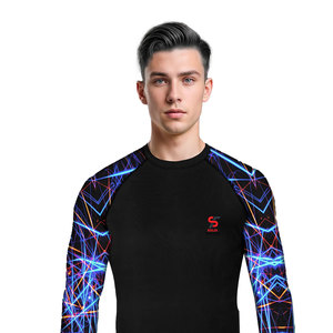 Haut de sport à manches longues Solid Trader, haute durabilité, séchage rapide, élastique, pour musculation et entraînement, Rash Guard - Product Image 2