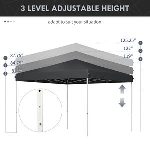 Gazebo Pop-up 13x13 con Regolazione Facile dell'Altezza, Borsa per il Trasporto con Ruote, Colore Grigio - Product Image 6
