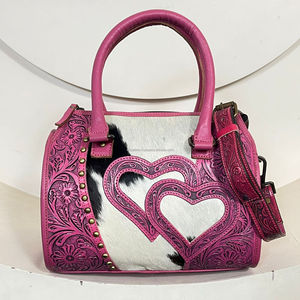 Geräumige Handgefertigte Reisetasche aus Kuhfell-Leder mit Herzmuster für Urlaub und Reisen, Unisex - Product Image 4