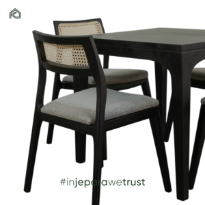 Silla de Comedor Moderna de Madera de Roble Indonesio Negro, Resistente a la Intemperie, para Patio, Jardín, Interior y Exterior - Product Image 5