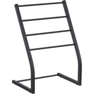Estante Metálico de 4 Niveles para Toallas de Piscina, Soporte para Mantas de Baño, Escalera de Almacenamiento Moderna Negra para Exteriores - Product Image 1